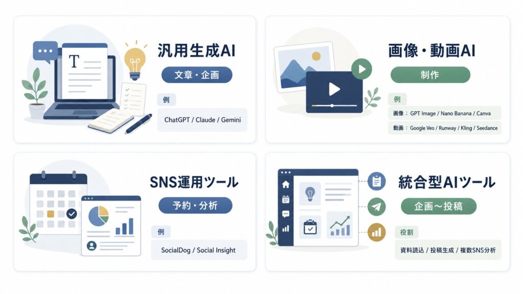 SNS運用に使えるAIツールの種類と選び方